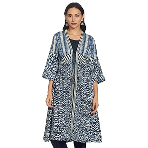 BIBA Rayon Printed Straight Casual Jacket With