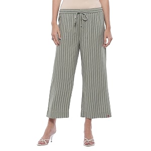 BIBA Women Mid Rise Cotton Straight Palazzo