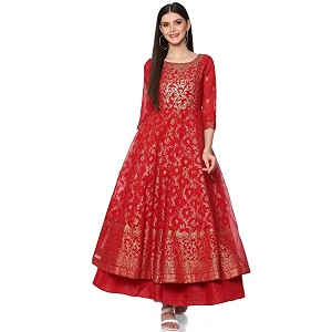 BIBA Women Poly Modal Anarkali Printed Dress