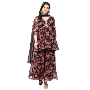 BIBA Women Polyester A Line Printed Suit