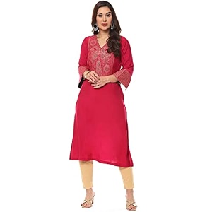 BIBA Women Polyester Regular Fit Liva Straight