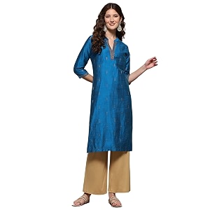 BIBA Women Polyester Regular Fit Yard-Dyed Straight