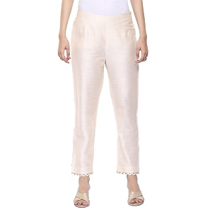 BIBA Women Polyester Slim Dyed Pants