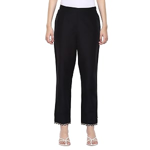 BIBA Women Polyester Slim Dyed Pants
