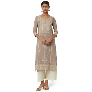 BIBA Women Polyester Straight Fit Yarndyed Kurta