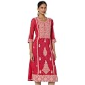 BIBA Women Polyester Straight Fit Yarndyed Kurta