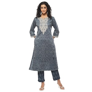 BIBA Women Polyester Straight Printed Suit Set