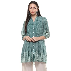 BIBA Women Polyester Straight Printed Top