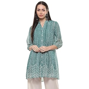 BIBA Women Polyester Straight Printed Top