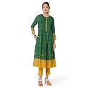 BIBA Women Rayon Asymmetric Printed Suit Set