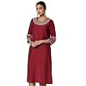 BIBA Women Rayon Blend Straight Fit Solid