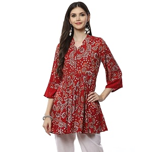 BIBA Women Rayon Regular Fit Flared Printed