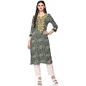 BIBA Women Rayon Regular Fit Straight Printed