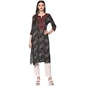 BIBA Women Rayon Regular Fit Straight Printed