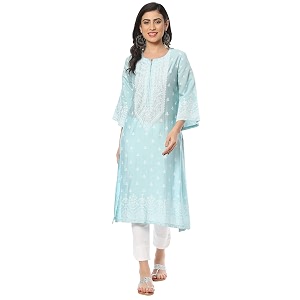 BIBA Women Viscose Regular Fit Straight Printed