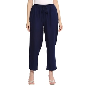 BIBA Women Rayon Regular Solid Pants