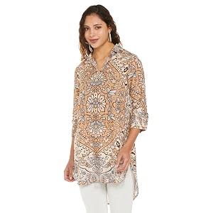 BIBA Women Rayon Straight Fit Floral Printed