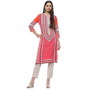 BIBA Women Rayon Straight Fit Kurta
