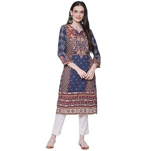 BIBA Women Rayon Straight Fit Liva Printed