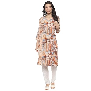 BIBA Women Rayon Straight Kurta