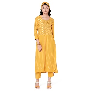 BIBA Women Rayon Straight Kurta Pant Suit