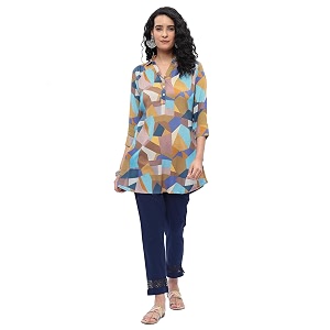 BIBA Women Rayon Straight Printed Kurta