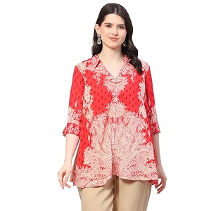 BIBA Women Rayon Straight Printed Shirt