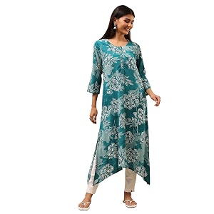 BIBA Women Rayon Viscose Straight Fit Straight