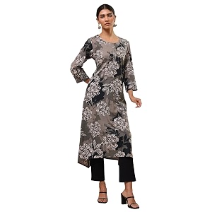 BIBA Women Rayon Viscose Straight Fit Straight