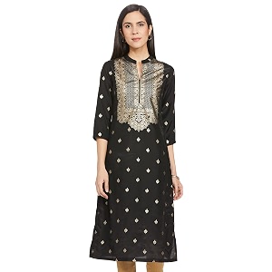 BIBA Women Art Silk Straight Fit Printed