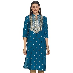 BIBA Women Art Silk Straight Fit Printed