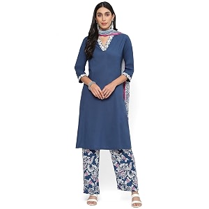 BIBA Women Cotton A-Line Kurta Palazzo Suit