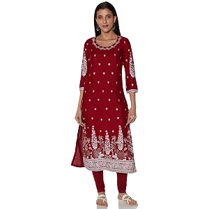BIBA Women Viscose A Line Printed Kurta