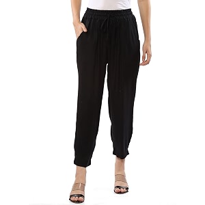 BIBA Women Viscose Regular Solid Pants