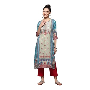 BIBA Women Viscose Straight Fit Liva Printed