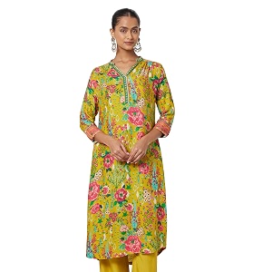 BIBA Women Viscose Straight Fit Liva Straight