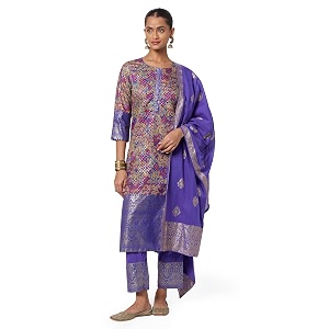 BIBA Women Voile Straight Printed Kurta Slim