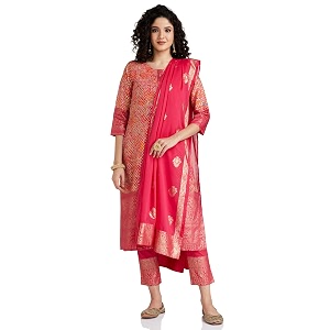 BIBA Women Voile Straight Printed Kurta Slim