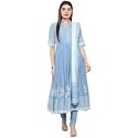 BIBA WOMEN PRINTED FITTED SALWAR KURTA DUPATTA(SKD5919_POWDER BLUE_34)
