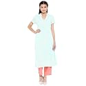BIBA Womens Mandarin Collar Embroidered Kurta