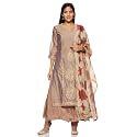 BIBA Womens Notched Neck Embroidered Churidar Suit