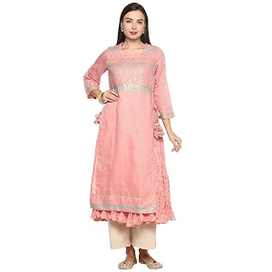 BIBA Womens Notched Neck Printed Kurta with