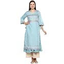 BIBA Womens Notched Neck Printed Kurta with