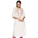 BIBA Womens Round Neck Embroidered Kurta