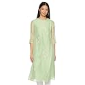 BIBA Womens Round Neck Embroidered Layered Kurta