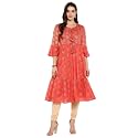BIBA Womens Round Neck Printed Kurta with