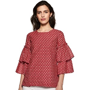 BIBA Womens Round Neck Printed Top