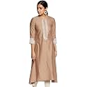BIBA Womens Synthetic Regular Fit A-Line Mandarin