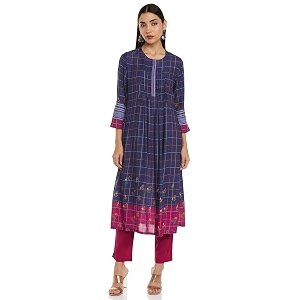 BIBA Women Rayon Asymmetric Printed Suit Set