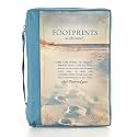 Bible Cover Poly Canvas Footprints Large 14.99